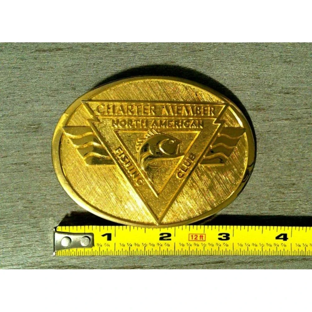 NAFC CHARTER MEMBER 24K Gold Plated Belt Buckle Solid Brass Fishing Club America